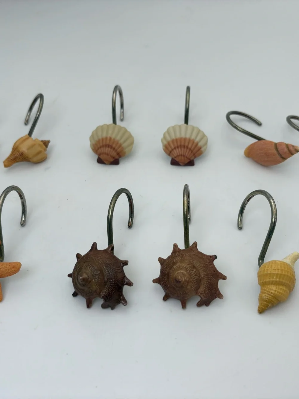 Vintage Seashell Shower Curtain Hooks - Assorted Beach Theme
